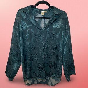 Victoria's Secret Teal Sheer Floral Blouse